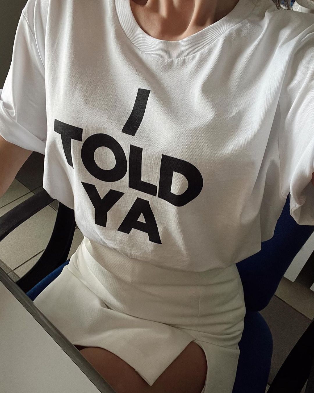 I TOLD YA t-shirt. White unisex. John John Kennedy. Clothes With Words apparel. Zendaya.